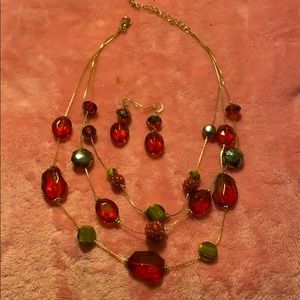Necklace with matching earrings.